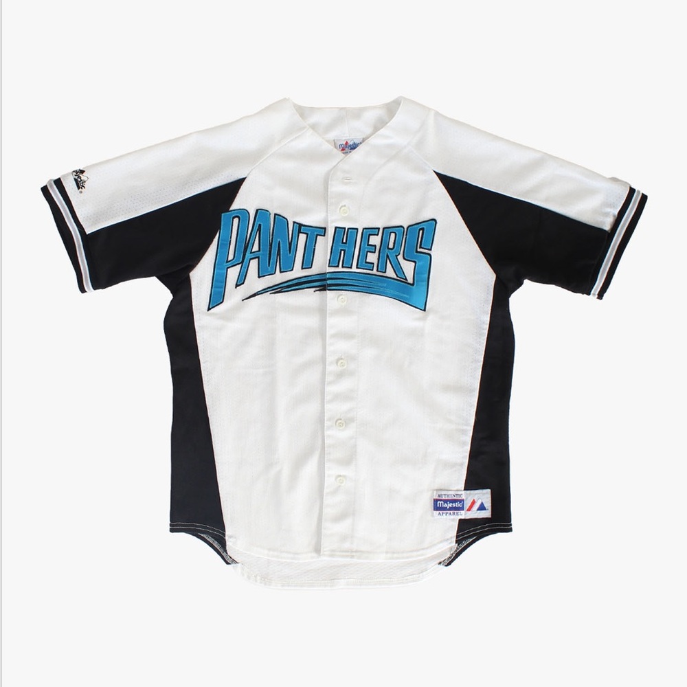 VINTAGE PANTHERS MAJESTIC BASEBALL JERSEY